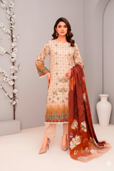 3 PIECE UNSTITCHED SLUB LINEN SUIT (FALAK)
