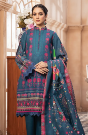 3 PIECE UNSTITCHED KHADDAR DIGITAL PRINTED SUIT (PRIMROSE).