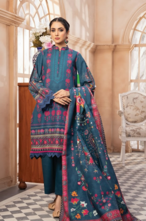 3 PIECE UNSTITCHED KHADDAR DIGITAL PRINTED SUIT (PRIMROSE).