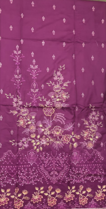 LUXURY Embroidered DHANAK 3PC UNSTITCHED SUIT (LA MONTE PURPLE)