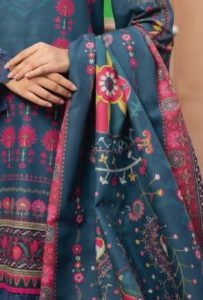 3 PIECE UNSTITCHED KHADDAR DIGITAL PRINTED SUIT (PRIMROSE).