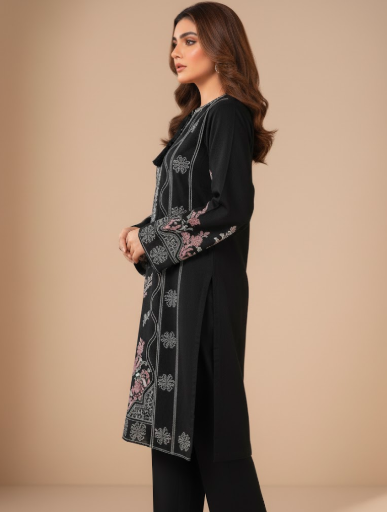 LUXURY EMBROIDERED DHANAK 3PC UNSTITCHED SUIT (LA MONTE BLACK)
