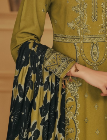 LUXURY Embroidered DHANAK 3PC UNSTITCHED SUIT (LA MONTE)