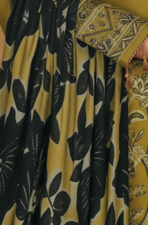 LUXURY Embroidered DHANAK 3PC UNSTITCHED SUIT (LA MONTE)